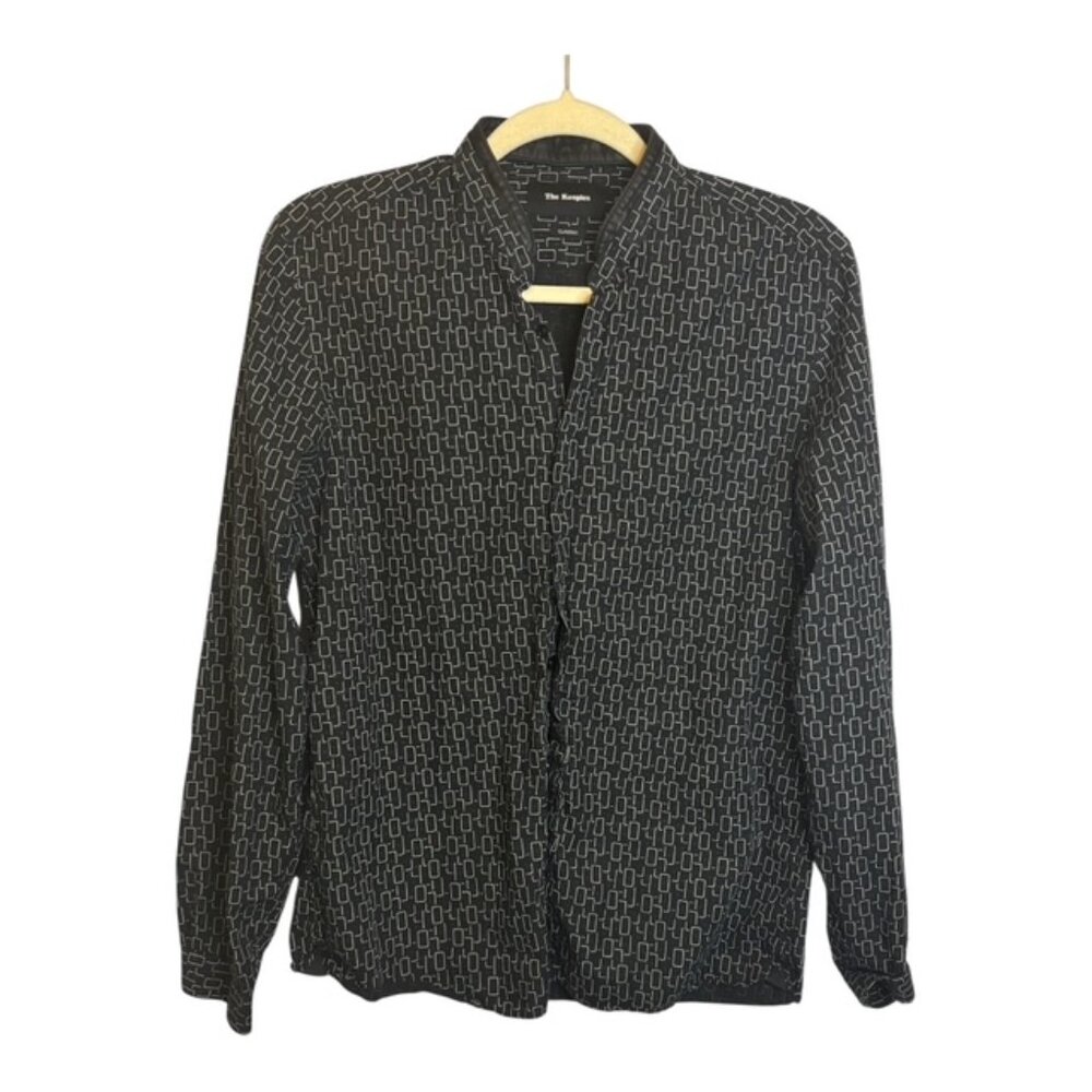 The Kooples Shirt Men's Size Small Geometric Shapes Button Down‎ Black White